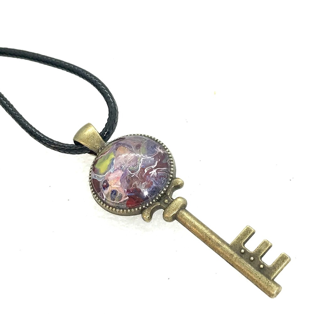 Necklace Handmade dome key Pendant bronze NSN